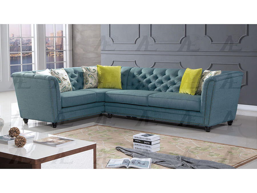 Blue Fabric Sectional W/ Right Sitting Everyday Low Price