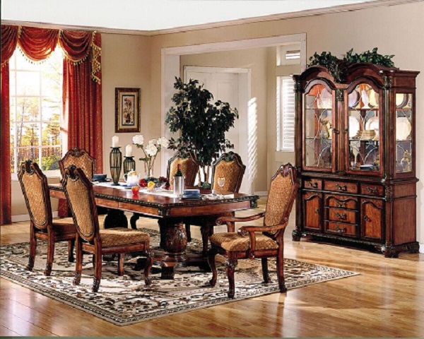 Cau De Ville Cherry Dining Table, Cherry Wood Dining Room Set With China Cabinet